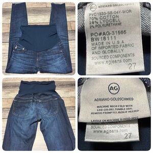 Ag Maternity Over Belly Jeans Women’s 27 Blue Denim Stretch (Inseam 27) Raw Hem